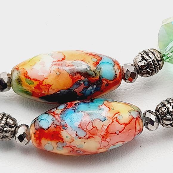 Artisan Multicolored Art Bead Crystal 40 Inch Beaded Necklace, No Clasp - Picture 4 of 15